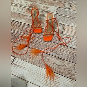 Steve Madden Orange Feather Heels